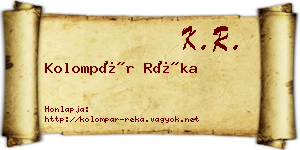 Kolompár Réka névjegykártya